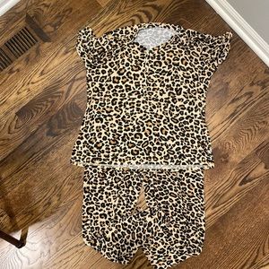 Posh Peanut Leopard Print Pajamas, Size Large